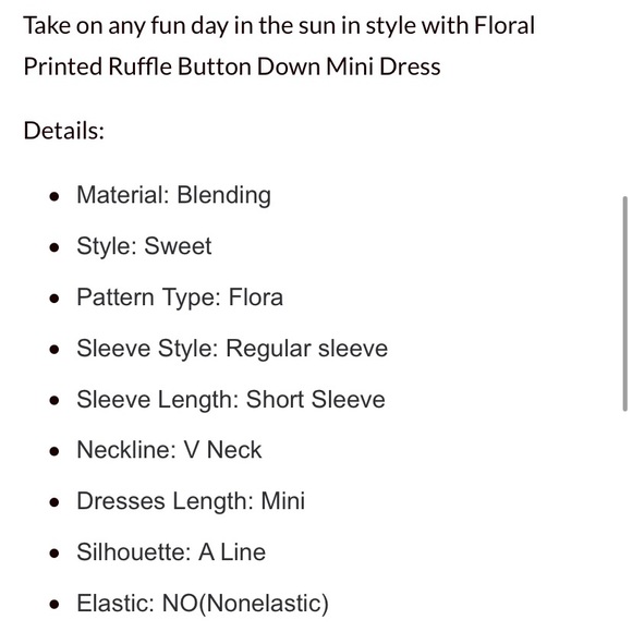 Printed Ruffle Button Down Mini Dress - Picture 3 of 3